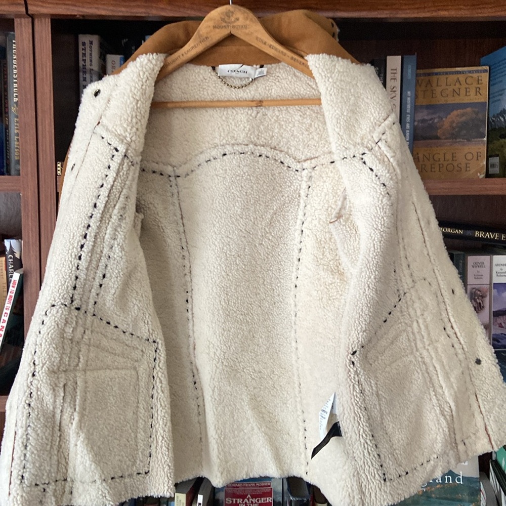 COACH Shearling Jacket in Amber Women's Size 0 - Picture 7 of 11